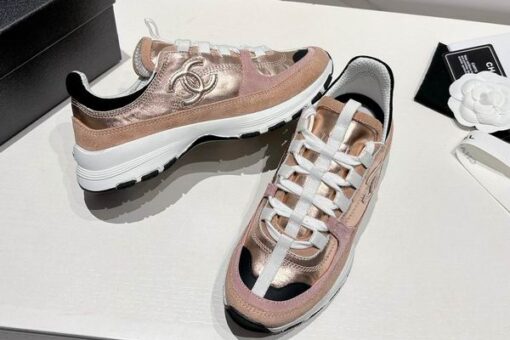 Chanel 25A Casual Sneakers Metallic Pink
