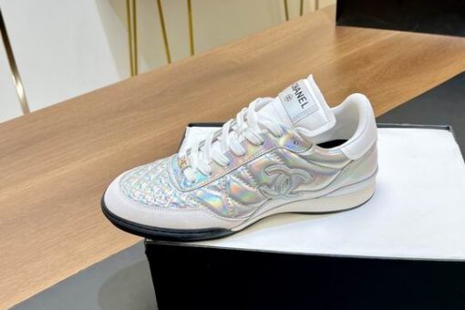Chanel Sneakers Silver & White.