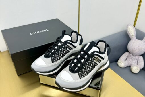Chanel Suede Sneakers White, Black & Grey