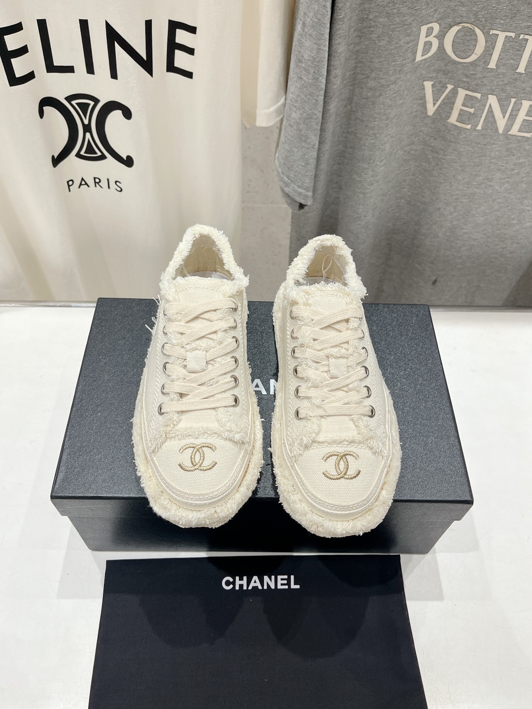 Chanel Denim Suede Calfskin CC Sneakers White 2026 | Drip Kickz Chanel Denim Suede Calfskin CC Sneakers White - Image 2