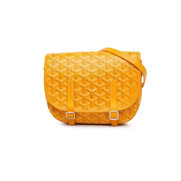 Goyard Belvedere PM crossbody bag Yellow 2026 | Drip Kickz Goyard Belvedere PM Crossbody Bag Yellow Front View