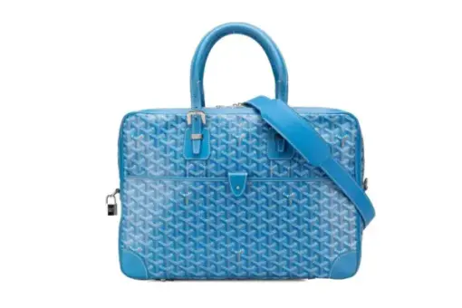 Goyard Ambassade MM Business Bag Blue Front View