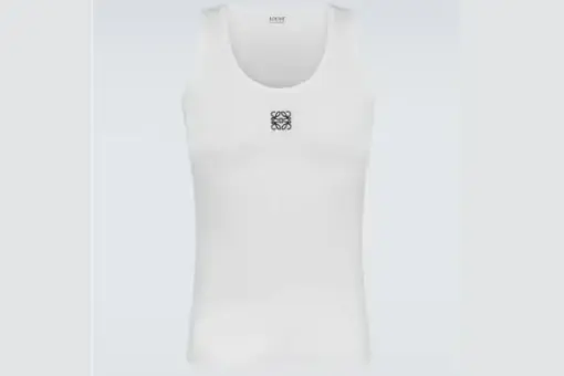 Loewe Anagram Cotton-Blend Jersey Tank Top White