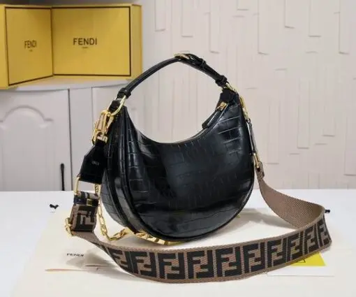 Fendi Moonlight Shoulder Bag Black Crocodile 2026 | Drip Kickz Fendi Moonlight Shoulder Bag Black Crocodile - Image 2