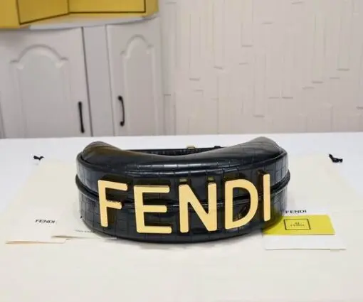 Fendi Moonlight Shoulder Bag Black Crocodile 2026 | Drip Kickz Fendi Moonlight Shoulder Bag Black Crocodile - Image 3