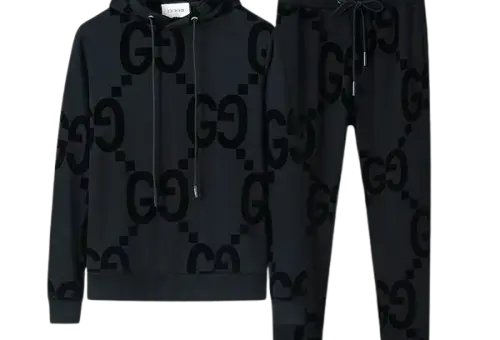 Gucci GG Monogram Pattern Tracksuits Black