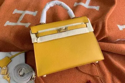 Hermes Kelly Epsom 25cm Bag Yellow