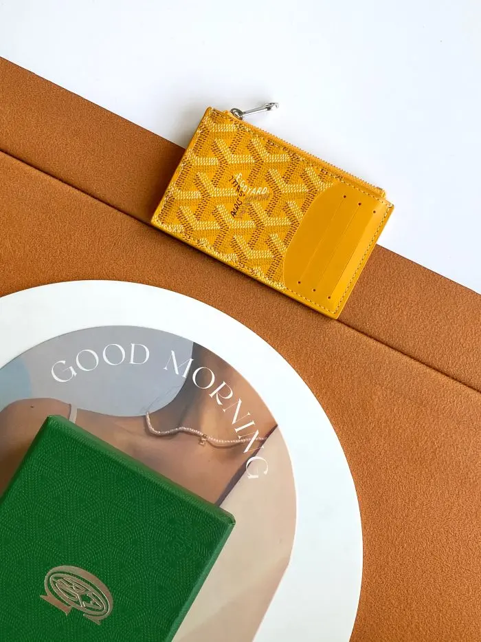 Goyard Bourbon Zipped Card Holder Yellow 2026 | Drip Kickz Goyard Zipped Card Holder Yellow Front View