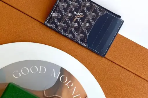 Goyard Zipped Card Holder Blue Front View