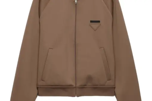 Prada Bomber Jacket Brown – luxury designer bomber jacket in premium brown fabric