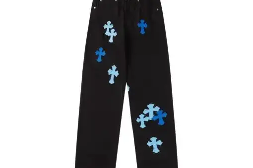 Chrome Hearts Blue & White Cross Patch Jeans