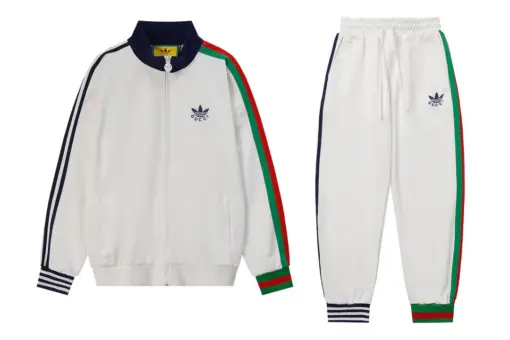 Gucci x Adidas Cotton Jersey Track White – Exclusive Luxury Designer Collaboration.