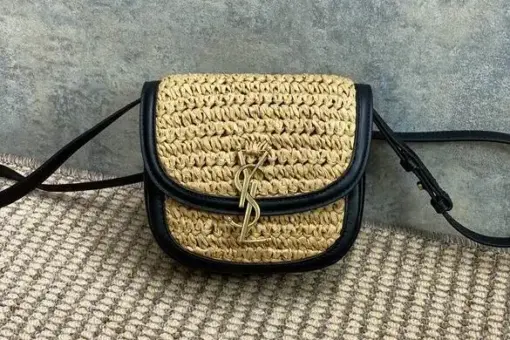 Saint Laurent Kaia Mini Bag Raffia Beige – Luxury Designer Handbag