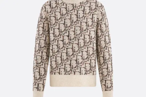 Dior Oblique Sweater Beige and Brown Virgin Wool Jacquard