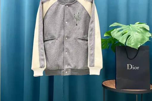 Dior Lily of the Valley Varsity Jacket Grey