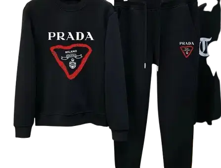 Prada Red Logo Tracksuit Black