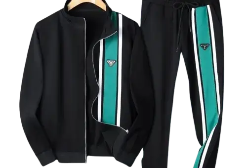 Prada Styled Up And Down Wears Tracksuit Black/Green