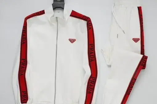 Prada Tracksuit Red Stripe Detailing White