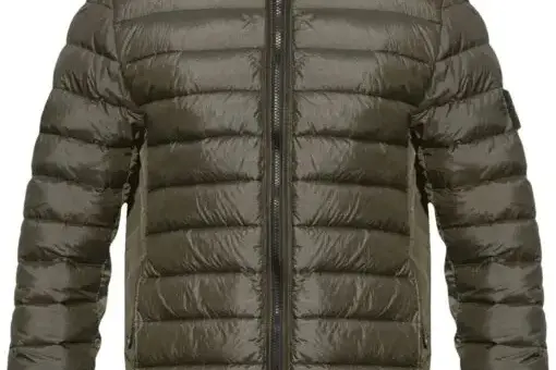 Stone Island hooded puffer jacket Khaki green