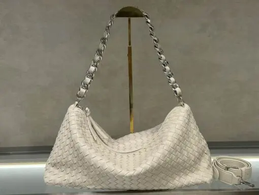 Bottega Veneta Hoho Weave Chain Shoulder Tote Bag White 2026 | Drip Kickz Bottega Veneta Hoho Weave Chain Shoulder Tote Bag White