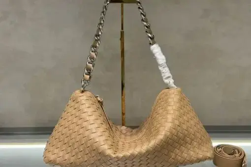 Bottega Veneta Hoho Weave Chain Shoulder Tote Bag Brown