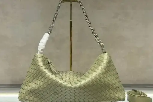 Bottega Veneta Hoho Weave Chain Shoulder Tote Bag Olive Green