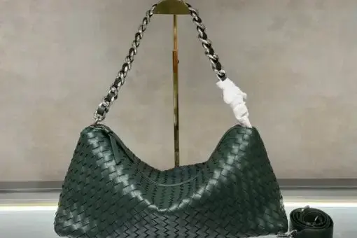 Bottega Veneta Hoho Weave Chain Shoulder Tote Bag Green