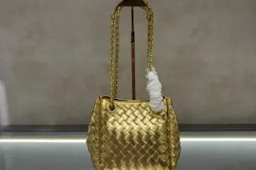 Bottega Veneta Parachute Bag Gold – luxury Intrecciato leather tote