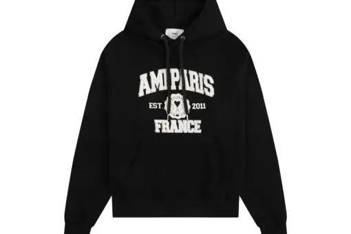 Ami Paris Black Logo Print Hoodie
