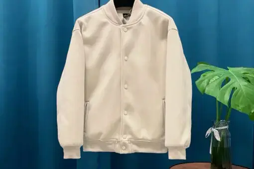 Stussy Sport Melton Varsity Jacket Cream White