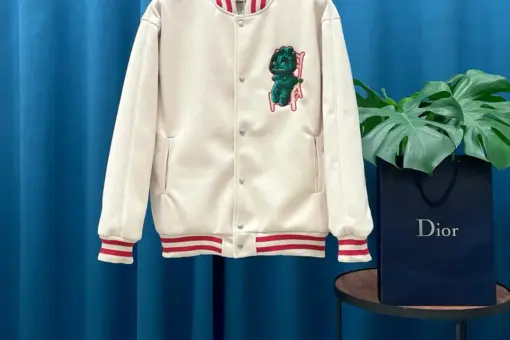Dior Varsity Jacket Cream/ Red Border