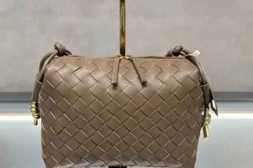 Bottega Veneta Cassette Camera Bag Beige Intrecciato.