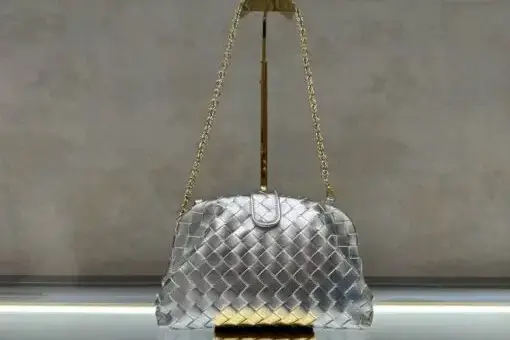 Bottega Veneta Teen Lauren With Chain Bag Silver