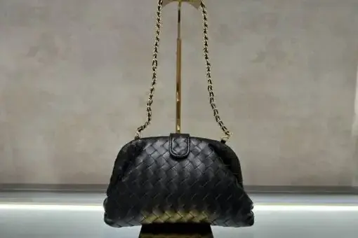 Bottega Veneta Teen Lauren With Chain Bag Black
