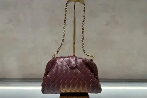 Bottega Veneta Teen Lauren With Chain Bag Burgundy