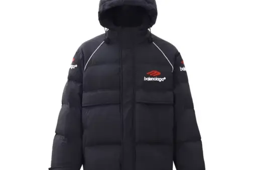 Balenciaga Down Jacket Black And Red Logo