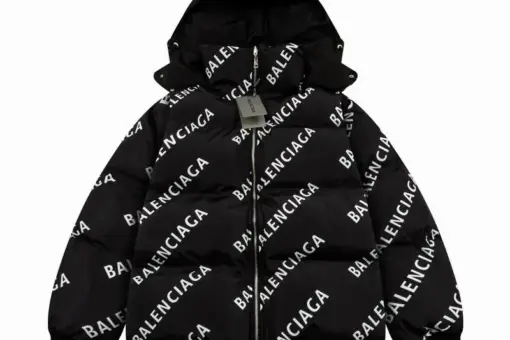 Balenciaga Logo-Embroidered Reversible Puffer Jacket Black