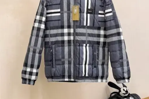 Burberry New Down Jacket Gray White Mix