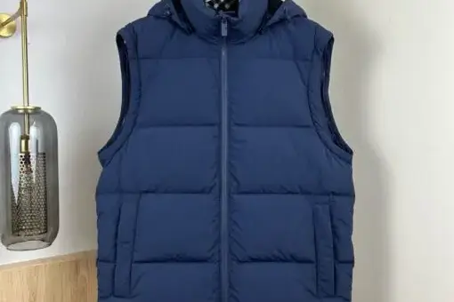Burberry Convertible Quilted Shell Hooded Down Jacket Blue