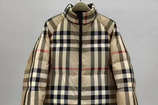 Burberry Check Cropped Puffer Jacket Beige/White