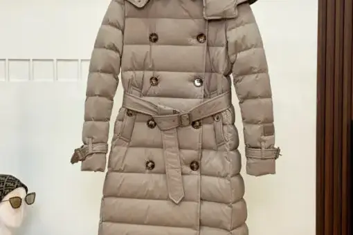Burberry Detachable Hood Nylon Down Jacket Beige