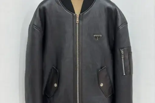 Prada Leather Jacket Dark Grey
