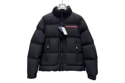 Prada Technical Knit Puffer Jacket Black