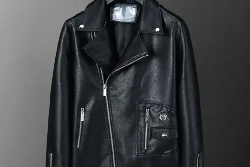 Dior Biker Leather Jacket Black front view – black lambskin biker jacket with silver zippers and Dior design, luxury men’s outerwear