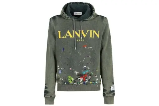 Lanvin Paint Splatter Hoodie Olive Green – luxury streetwear
