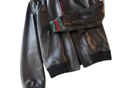 Gucci Leather Jacket Black Front View