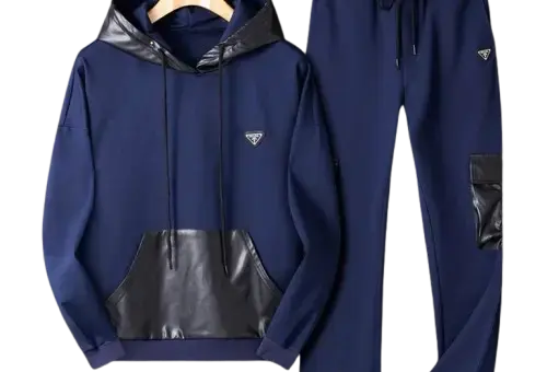 Prada Zipped Tracksuit Leather Black/ Navy Blue