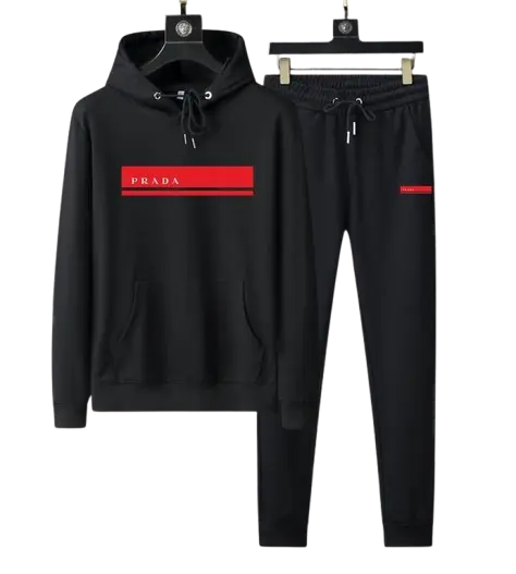 Prada Red Border Tracksuit Black 2026 | Drip Kickz Prada Red Border Tracksuit Black