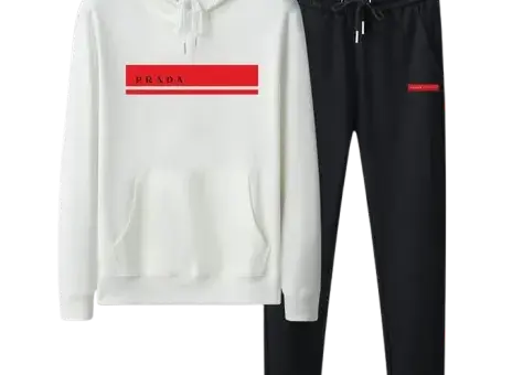 Prada Red Border Tracksuit White