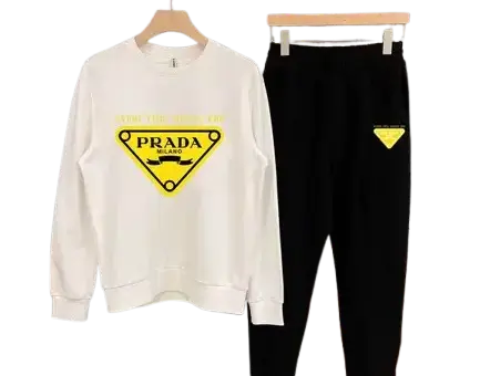 Prada Yellow Logo Tracksuit White/Black